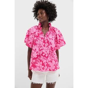 HYACINTH HOUSE Pink Textured Floral Thea Blouse Size XXS NWT